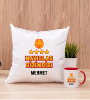 Mayıslar Bizimdir Taraftar Kare Yastık ve Kırmızı Kupa Bardak