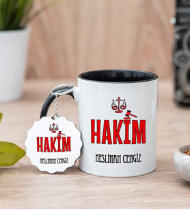 Hakim Siyah Kupa Bardak Ve Anahtarlık Set