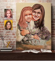 BK Gift Kişiye Özel Kız Kardeşler Karikatürlü Kanvas Tablo 50x70cm-4