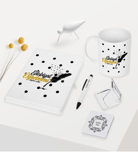 BK Gift Kişiye Özel Edebiyat Öğretmeni Temalı Beyaz Defter Kalem Kupa Ayna Seti - 2