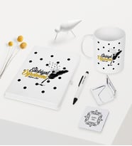 BK Gift Kişiye Özel Edebiyat Öğretmeni Temalı Beyaz Defter Kalem Kupa Ayna Seti - 2