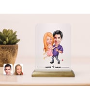 BK Gift Kişiye Özel Sevgililer Karikatürlü Çerçeve-3 (Beyaz)