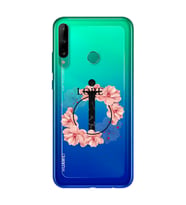 Pembe Çiçekli Harf Tasarım Süper Şeffaf Silikon Telefon Kılıfı Huawei P40 Lite E