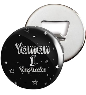Yıldızlı Gümüş Konsepti Açacaklı Magnet Kişiye Özel