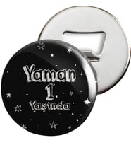Yıldızlı Gümüş Konsepti Açacaklı Magnet Kişiye Özel