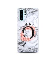 Mermer Çiçekli Harf Tasarım Süper Şeffaf Silikon Telefon Kılıfı Huawei P30 Pro Ö