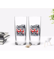 BK Gift Kişiye Özel Renkli Baskılı London Tasarımlı İkili Rakı Bardağı Seti-3 (Beyaz)