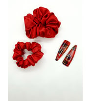 MelKady 196G -  Saç Aksesuar Seti, Saten Scrunchie Saç Lastiği ve Çıt Çıt Toka (2'li), Sevgililer Gününe Özel
