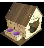 Ahşap Kedi Evi Yatağı Kulübesi Yuvası Evcil Hayvan Kedi Köpek Evi Yuvası (Kahverengi)