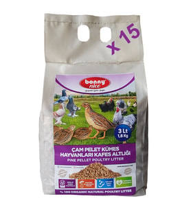 Bonny Nice Bıldırcın Güvercin Süs Tavukları Kafes Altlığı 3 l x 15 Paket