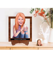 BK Gift Kişiye Özel Kadınlar Günü Dünyanın En Güzel Kadını Karikatürlü Ahşap Standlı 3D Biblo-9 (Beyaz)