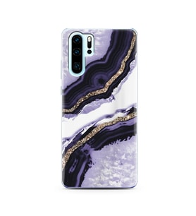 Mor Kumsal Tasarımlı Süper Şeffaf Silikon Telefon Kılıfı Huawei P30 Pro 