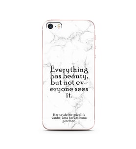 Iphone 5s Beyaz Mermer Söz Tasarımlı Telefon Kılıfı