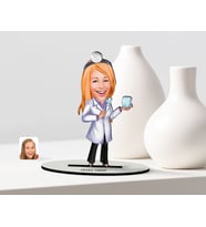 BK Gift Kişiye Özel Bayan Diş Hekimi Karikatür Ahşap Biblo  1