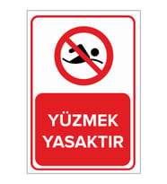 MIGNATIS - Yüzmek Yasaktır Levhası - Sac Malzeme 35x50cm