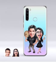 BK Gift Kişiye Özel Sevgililer Karikatürlü Xiaomi Redmi Note 8 İnce Şeffaf Silikon Telefon Kapağı-18 (Beyaz)