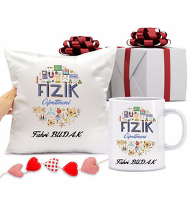Fizik Öğretmeni Bardağı ve Yastığı Hediye Seti (Model 1)