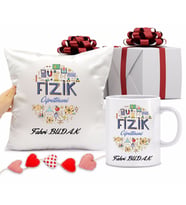 Fizik Öğretmeni Bardağı ve Yastığı Hediye Seti (Model 1)