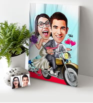 BK Gift Kişiye Özel Gelin Damat Karikatür Kanvas Tablo 30x50cm  8