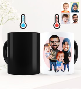 BK Gift Kişiye Özel Aile Karikatürlü Sihirli Kupa Bardak - 3