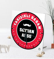 BK Gift Kişiye Özel Yakışıklı Babam Masaüstü Kare Cam Saat-1 (Beyaz)