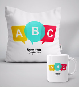 BK Gift Kişiye Özel Öğretmen Beyaz Yastık Kupa Seti-4 (Model 1)