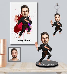 Kişiye Özel Sporcu Karikatürlü 3 lü Hediye Seti Bay-11