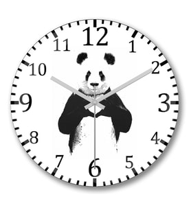 Panda Love Duvar Saati Bombeli Gercek Cam