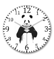 Panda Love Duvar Saati Bombeli Gercek Cam