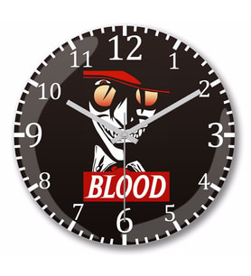Blood Duvar Saati Bombeli Gercek Cam