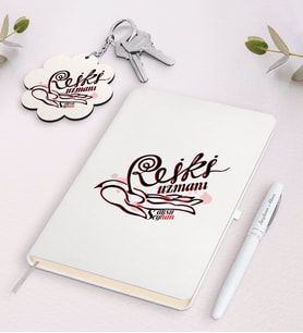 BK Gift Kişiye Özel Reiki Uzmanı Beyaz Defter Kalem ve Anahtarlık Hediye Seti-2 (Model 1)