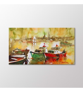 Arty Tablo Suluboya Tekneler ve İstanbul Tablo (Karışık)