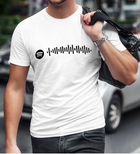 BK Gift Kişiye Özel Spotify Barkodlu Erkek Beyaz Tişört-1