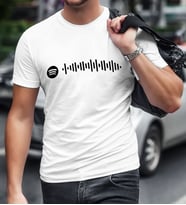 BK Gift Kişiye Özel Spotify Barkodlu Erkek Beyaz Tişört-1
