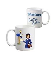 Bayan Postacıya Hediye İsimli Kişiye Özel Kupa Bardak