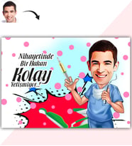 BK Gift Kişiye Özel Bay Diş Hekimi Karikatür Baskılı Yaş Pasta İçin Yenilebilir Şekerli Kağıt  4(Sadece Kağıt)