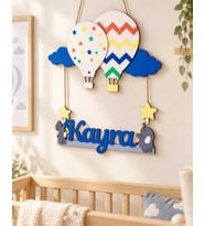Gifties Mavi Bulutlu Kapadokya Balonu Temalı Kişiye Özel Kapı Süsü