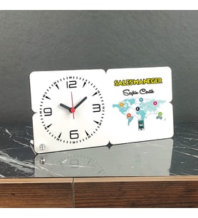 Sales Maneger Ahşap Masa Saati