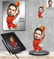 Kişiye Özel Basketbolcu Karikatürlü 5 li Hediye Seti Bay-1