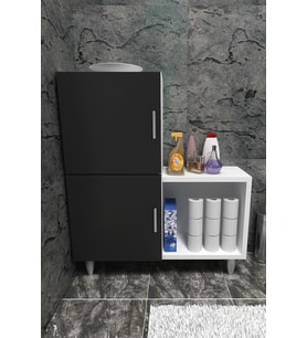 Moonlife 2 Kapaklı L Çok Amaçlı Banyo Dolabı Siyah