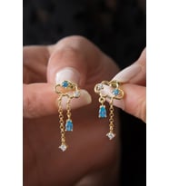 925 Ayar Gold Kaplama Bulut Model Gümüş Küpe