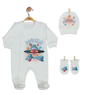 Pia Baby Gl 1917-01 İsme Özel Üçlü Tulum Set