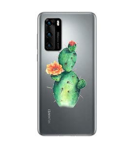 Kaktüs Tasarımlı Süper Şeffaf Silikon Telefon Kılıfı Huawei P40 Pro