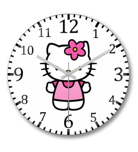 Gatinha Hello Kitty Duvar Saati Bombeli Gercek Cam