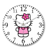 Gatinha Hello Kitty Duvar Saati Bombeli Gercek Cam