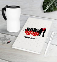 BK Gift Kişiye Özel Baba Adayı Beyaz Defter Kalem Termos Mug Seti-2 (Model 1)