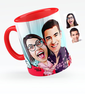 BK Gift Kişiye Özel Sevgililer Karikatürlü Kırmızı Kupa Bardak  2