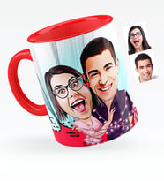 BK Gift Kişiye Özel Sevgililer Karikatürlü Kırmızı Kupa Bardak  2