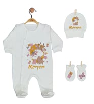 Pia Baby GL 1933-01 İsme Özel Üçlü Tulum Set