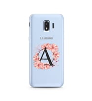 Pembe Çiçekli Harf Tasarım Süper Şeffaf Silikon Telefon Kılıfı Samsung J2 Pro (2